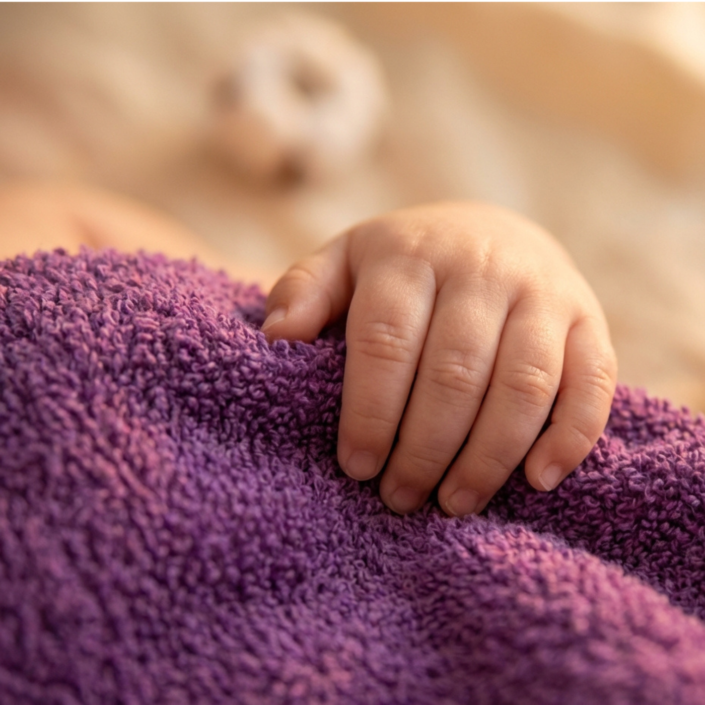 Detail dikke zachte paarse hotel handdoek 