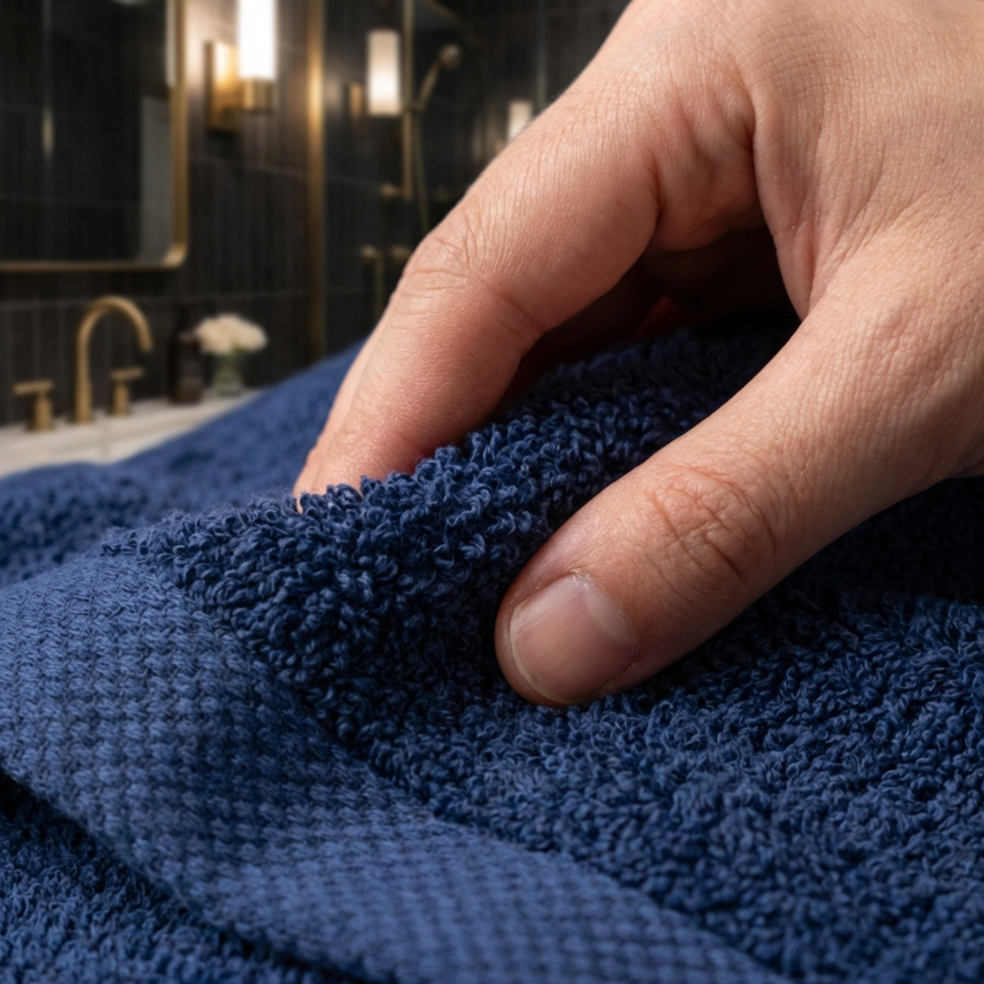 Dikke zachte marine blauwe hotel handdoek 