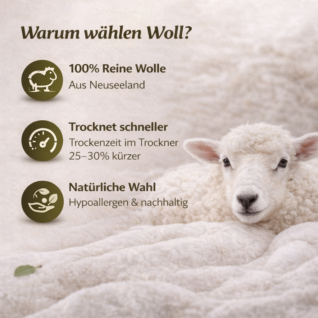 Erklärung in 3 Punkten, warum unsere Trocknerbälle gut sind. lang:"de"