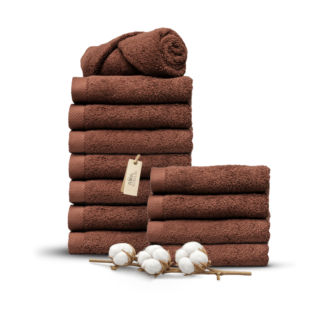 Hotelkwaliteit handdoeken 12 stuks 50x100 chocolade bruin