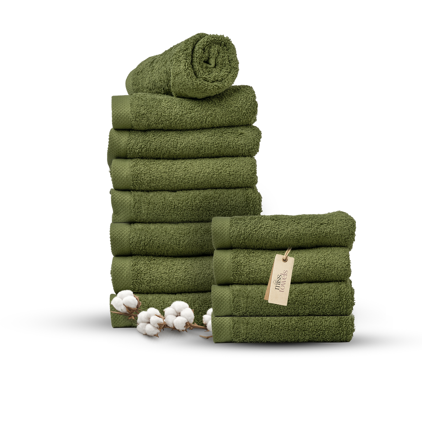 Hotelkwaliteit handdoeken 12 stuks 50x100 olijf groen