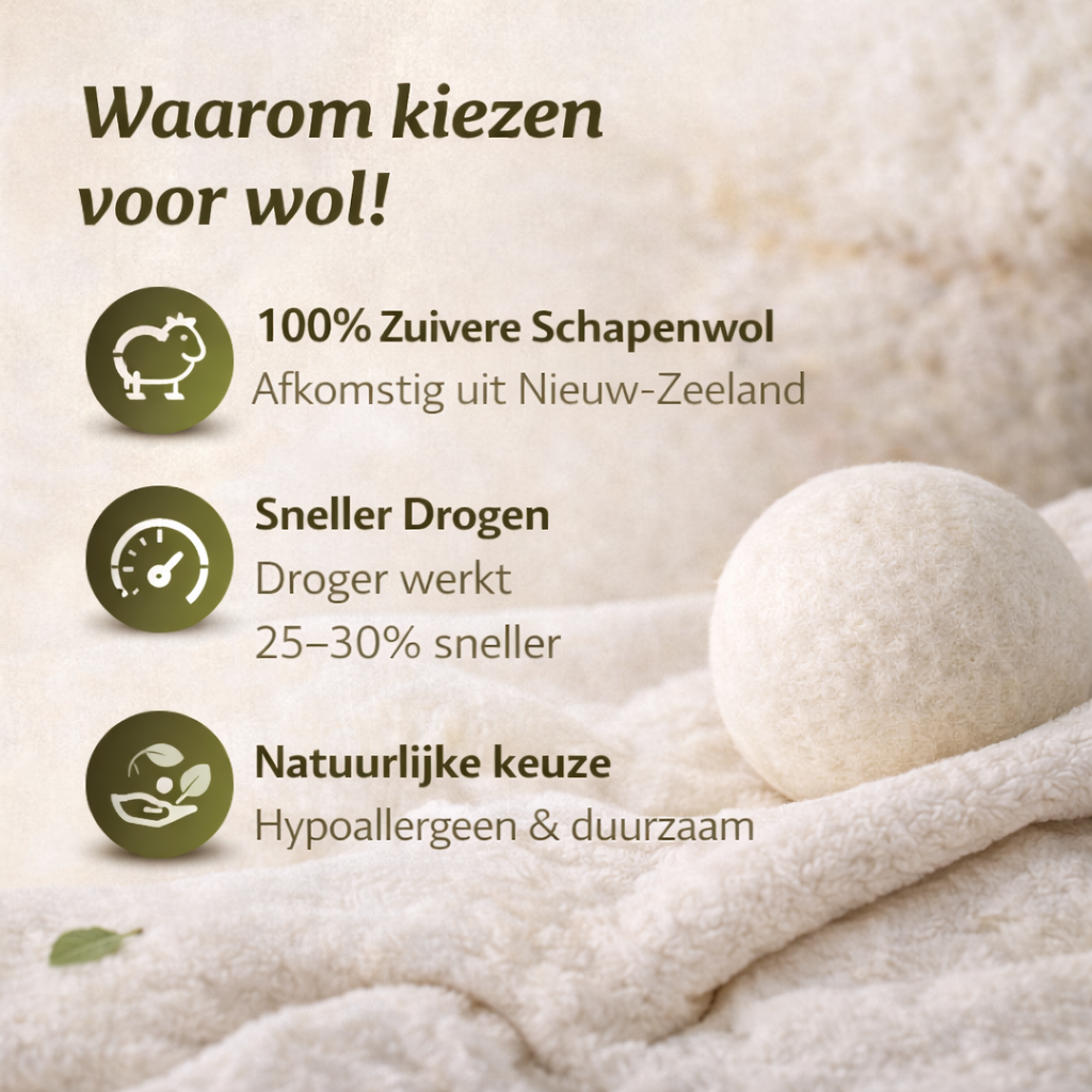 Uitleg met 3 punten waarom onze wasdrogerballen goed zijn. lang:"nl"